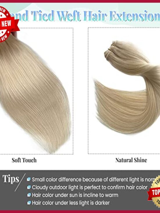 24 Inch Sew In Human Hair Extensions 120G Blonde Hand Tied Weft